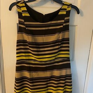 The Limited Yellow and Brown Striped Midi Dress